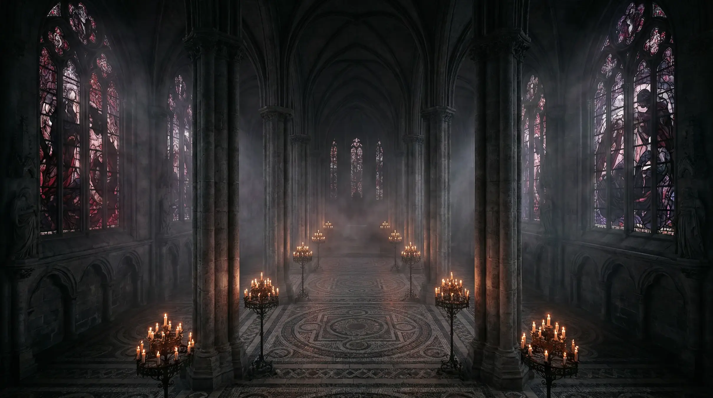 里番动漫 暗黑哥特教堂风格首页背景